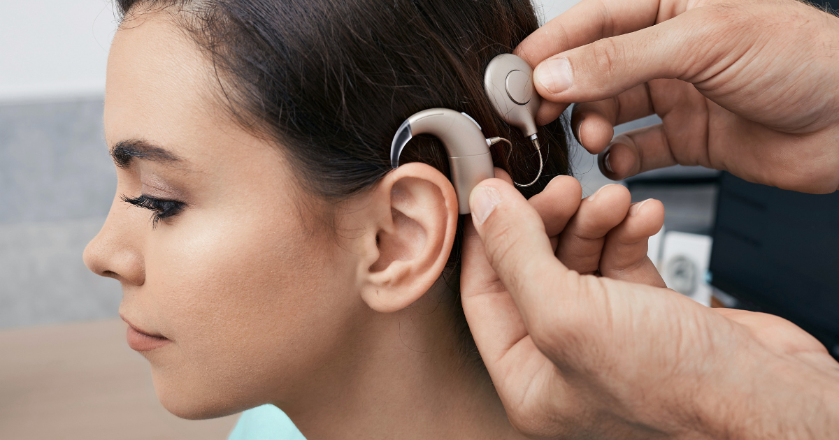 woman with cochlear implant